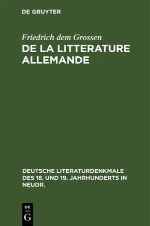 De la litterature allemande