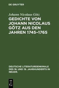 Gedichte von Johann Nicolaus Götz aus den Jahren 1745–1765_cover