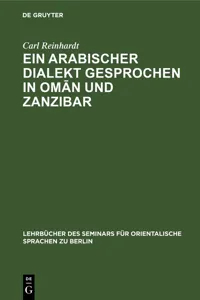 Ein Arabischer Dialekt gesprochen in Omān und Zanzibar_cover