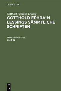 Gotthold Ephraim Lessing: Gotthold Ephraim Lessings Sämmtliche Schriften. Band 19_cover