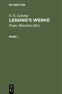 G. E. Lessing: Lessing's Werke. Band 1_cover