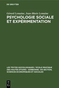 Psychologie sociale et expérimentation_cover