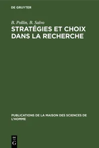 Stratégies et choix dans la recherche_cover