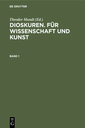 Dioskuren. Für Wissenschaft und Kunst. Band 1