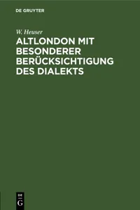 Altlondon mit besonderer Berücksichtigung des Dialekts_cover