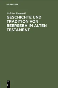 Geschichte und Tradition von Beerseba im alten Testament_cover