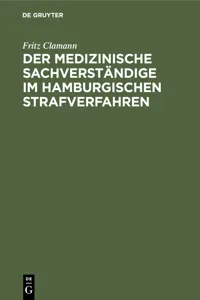 Der medizinische Sachverständige im hamburgischen Strafverfahren_cover