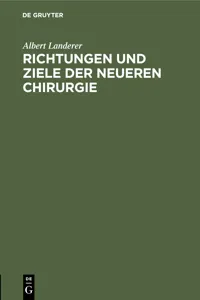 Richtungen und Ziele der neueren Chirurgie_cover