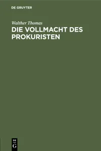 Die Vollmacht des Prokuristen_cover