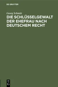 Die Schlüsselgewalt der Ehefrau nach deutschem Recht_cover