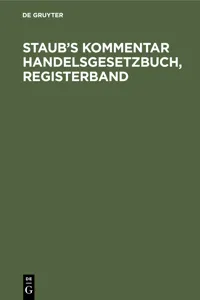 Staub's Kommentar Handelsgesetzbuch, Registerband_cover