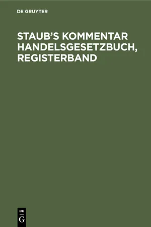 Staub's Kommentar Handelsgesetzbuch, Registerband