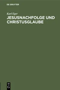 Jesusnachfolge und Christusglaube_cover