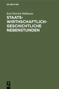 Staatswirthschaftlich-geschichtliche Nebenstunden_cover