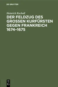 Der Feldzug des Großen Kurfürsten gegen Frankreich 1674–1675_cover