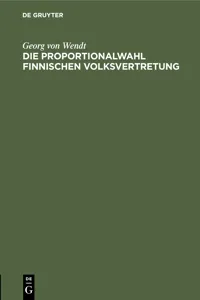 Die Proportionalwahl finnischen Volksvertretung_cover