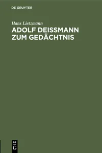 Adolf Deißmann zum Gedächtnis_cover