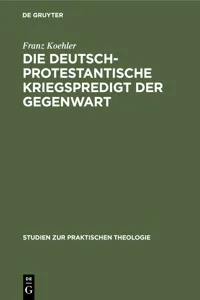 Die deutsch-protestantische Kriegspredigt der Gegenwart_cover