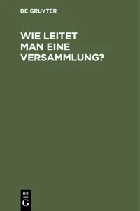 Wie leitet man eine Versammlung?_cover