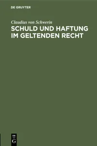 Schuld und Haftung im geltenden Recht_cover