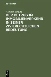 Der Betrug im Immobilienverkehr in seiner zivilrechtlichen Bedeutung_cover