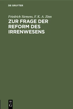 Zur Frage der Reform des Irrenwesens