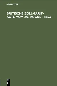 Britische Zoll-Tarif-Acte vom 20. August 1853_cover