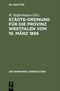 Städte-Ordnung für die Provinz Westfalen vom 19. März 1856_cover