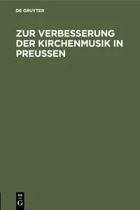 Zur Verbesserung der Kirchenmusik in Preußen_cover