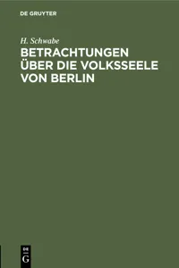 Betrachtungen über die Volksseele von Berlin_cover