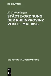 Städte-Ordnung der Rheinprovinz vom 15. Mai 1856_cover