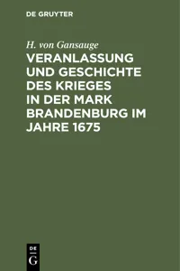 Veranlassung und Geschichte des Krieges in der Mark Brandenburg im Jahre 1675_cover