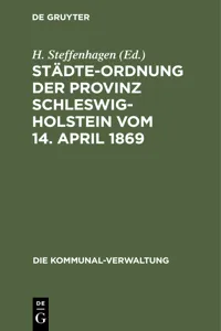 Städte-Ordnung der Provinz Schleswig-Holstein vom 14. April 1869_cover