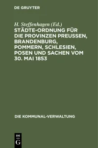 Städte-Ordnung für die Provinzen Preußen, Brandenburg, Pommern, Schlesien, Posen und Sachen vom 30. Mai 1853_cover