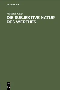 Die subjektive Natur des Werthes_cover