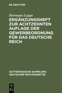 Ergänzungsheft zur achtzehnten Auflage der Gewerbeordnung für das Deutsche Reich_cover