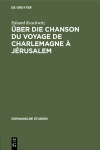 Über die Chanson du voyage de Charlemagne à Jérusalem_cover