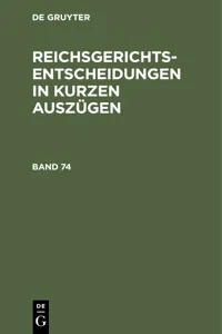 Reichsgerichts-Entscheidungen in kurzen Auszügen / Strafsachen. Band 74_cover