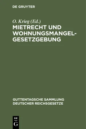 Mietrecht und Wohnungsmangelgesetzgebung