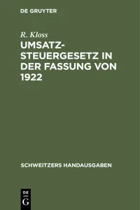 Umsatzsteuergesetz in der Fassung von 1922_cover