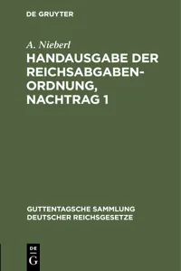 Handausgabe der Reichsabgabenordnung, Nachtrag 1_cover