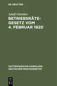 Betriebsrätegesetz vom 4. Februar 1920_cover