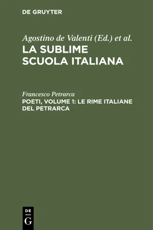 Poeti, Volume 1: Le rime italiane del Petrarca