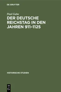 Der Deutsche Reichstag in den Jahren 911–1125_cover