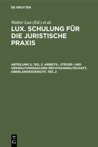 Arbeits-, Steuer- und Verwaltungssachen Rechtsanwaltschaft, Oberlandesgericht, Teil 2_cover