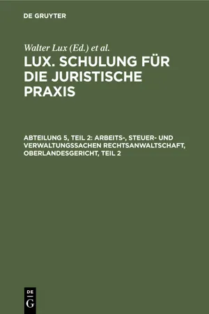 Arbeits-, Steuer- und Verwaltungssachen Rechtsanwaltschaft, Oberlandesgericht, Teil 2