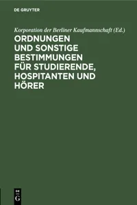 Ordnungen und sonstige Bestimmungen für Studierende, Hospitanten und Hörer_cover