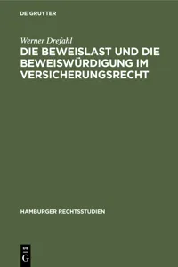 Die Beweislast und die Beweiswürdigung im Versicherungsrecht_cover