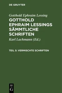 Gotthold Ephraim Lessing: Gotthold Ephraim Lessings Vermischte Schriften. Teil 5_cover