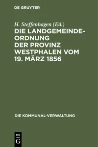 Die Landgemeinde-Ordnung der Provinz Westphalen vom 19. März 1856_cover